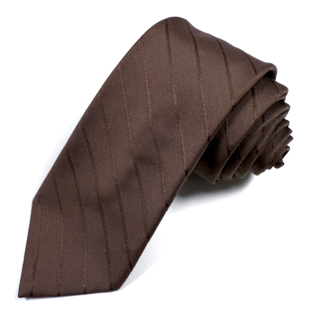 VTG Paco Rabanne Brown Striped Silk Blend Necktie Luxury Formal Dress Tie W: 3"